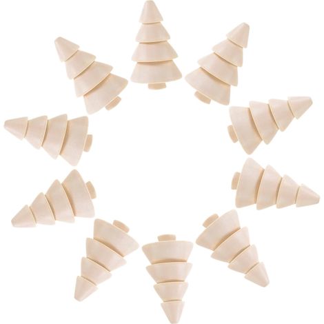 10 piezas de adornos navideños de madera sin pintar, decoraciones hechas a mano para el árbol de Navidad, adornos en blanco para decoración DIY. (1/5)