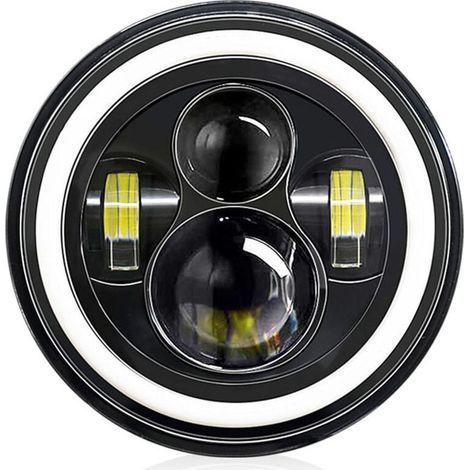 Phare LED rond 7 pouces pour voiture et moto avec feux de jour, clignotants, feux de croisement et de route, 6000 K, 140 W, IP67, étanche (1/5)