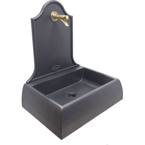 Fontaine murale en fonte gris Lione pour mur de balcon de jardin de maison avec robinet en laiton choisissez la finition : bruni 265