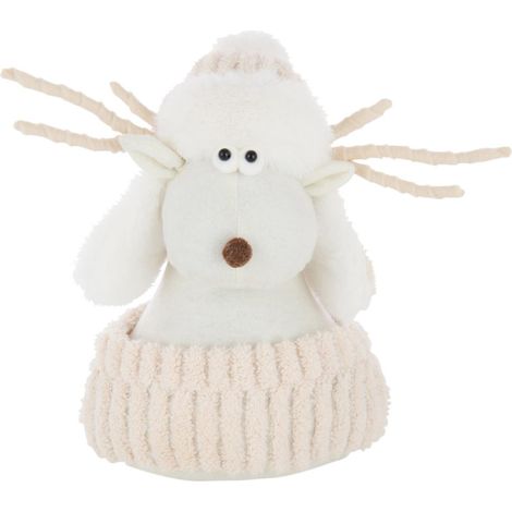Renne Déco en Tissu "Cosy" 28cm Blanc (1/2)