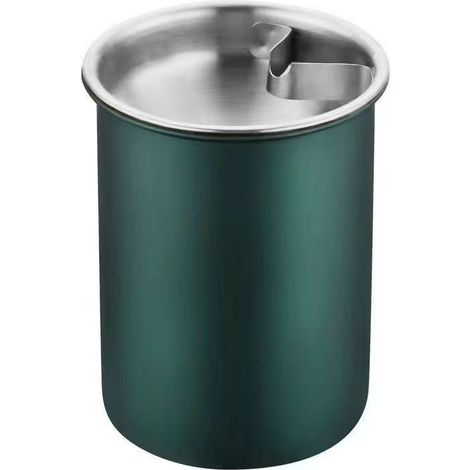 Aschenbecher aus Edelstahl, für den Hausgebrauch mit Deckel, im Retro-Stil, geeignet für Wohn- und Schlafzimmer, verhindert das Wegfliegen der Asche.