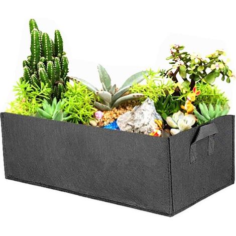Sac de Culture Rectangulaire, Carré Lit Jardin Surélévé en Tissu, Carré Sac à Plantes Légumes de Jardin, Noir