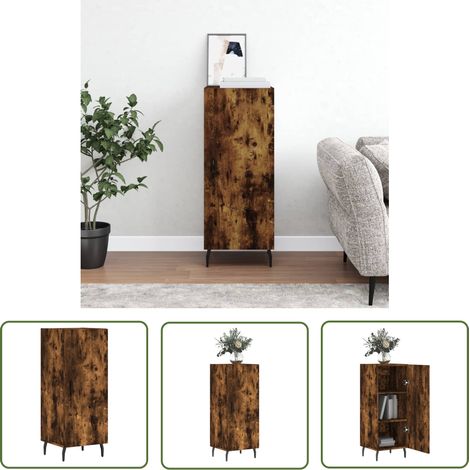 The Living Store Sideboard Räuchereiche 34,5x34x90 cm Holzwerkstoff - Schreibtisch - Wohnzimmermöbel - Sideboard - Regal - Holzmöbel (1/5)