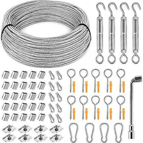 36 m Steel Cable Kit 3 mm PVC Sheathed Structure 7x7 Iron Wire 304 (1/5)