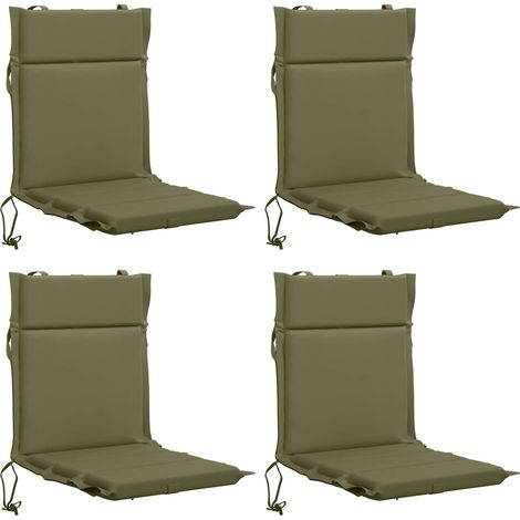 Lot de 4 coussins de chaise à dossier haut GEMERT - 110 × 50 × 3 cm - vert olive - 100 % polyester