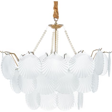 Lámpara de araña colgante glamurosa fabricada en vidrio metal y latón transparente ⌀ 56 cm Bigote