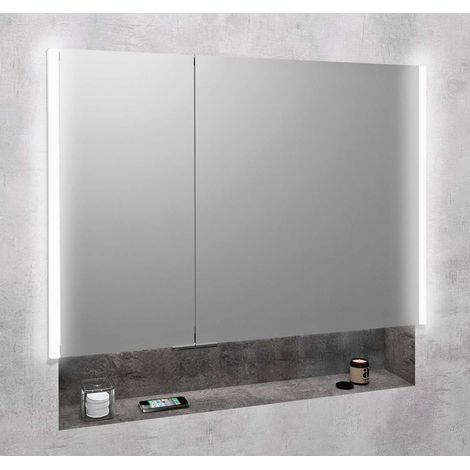Sapho Integra - Einbauspiegelschrank mit LED-Beleuchtung, 86x70 cm, Spiegel/Titan-Aluminium IN085 (1/5)