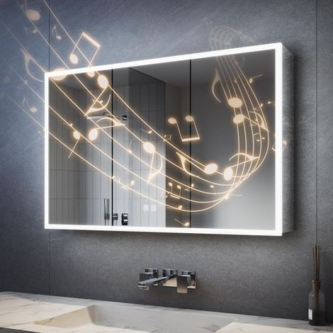 Armoire miroir de salle de bain avec éclairage 100 x 65 x 13 cm 3 (1/5)