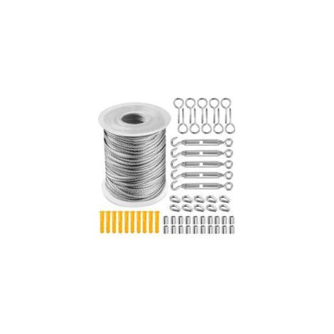 Kit de suspension de corde en acier inoxydable, câble métallique de 20 m, kit de treillis pour plantes grimpantes, câble métallique pour rampe d'escalier - 1 (1/5)