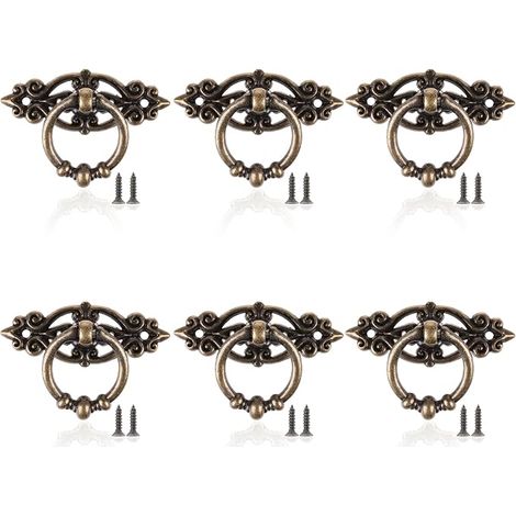 Vintage Moebelgriff 6 Stück Möbelgriffe Retro möbelknöpfe vintage möbelknöpfe Ring Griffe schrankknöpfe für Kommode,Möbel,Schrank (1/5)