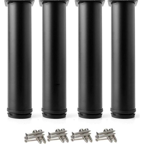 4 Pieds Noir Réglables 200 mm De Hauteur Épaissir les pieds d'armoire Pieds de table Pieds de meubles, Acier inoxydable Hauteur réglable 0-15 mm Venez avec des vis en acier inoxydable, (1/5)