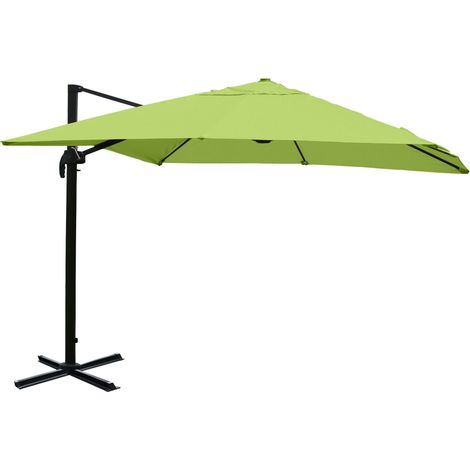 Sombrilla profesional de restaurante para terraza jardín 3x3m (Ø4,24m) poliéster aluminio/acero 23kg verde sin pie 040003299