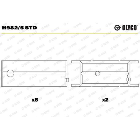 Coussinet de paliers de vilebrequin GLYCO H982/5 STD CADILLAC 618 047 618 049