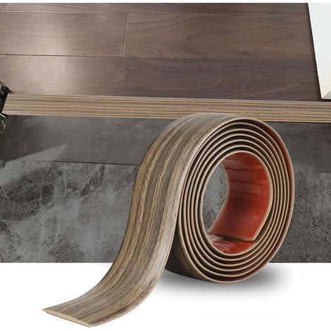 Selbstklebende Übergangsleiste – 2 m – PVC, Holzoptik – Flexible Bodenübergangsleiste – Für Küche und Wohnzimmer – 5 cm, Dunkelbraun (1/5)