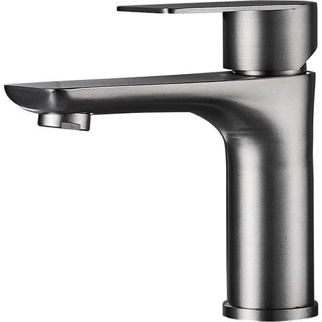 Robinet de cuisine Robinet d'eau chaude et froide en acier inoxydable, mitigeur de lavabo de salle de bains à domicile sous le bassin de Table gris plaqué d'eau(G1/2) (1/5)