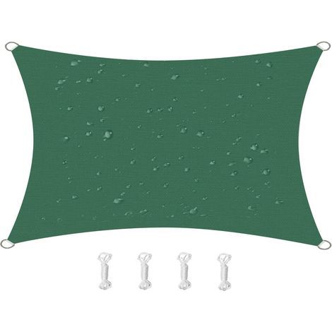 Toldo de sombra impermeable de 2 m x 2 m con protección UV del 95%, tejido Oxford, ideal para patios, balcones, jardines, fiestas y actividades al aire libre (verde oscuro). (1/5)