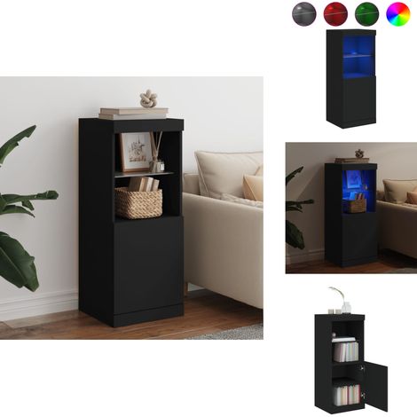 Buffet avec lumières LED noir 41x37x100 cm - Buffet Design Moderne - Meuble Rangement - Luminaire Led - Décoration Intérieur - Mobilier Salon (1/5)