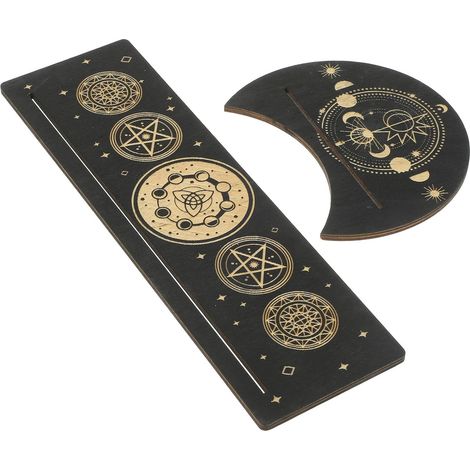 2pcs Support en Bois pour Cartes de Tarot et Détenteurs de Cartes de Tarot Design Unique Rectangulaire et Lune Résistant à l'usure Gain de Place Atmosphère Mystérieuse (1/5)