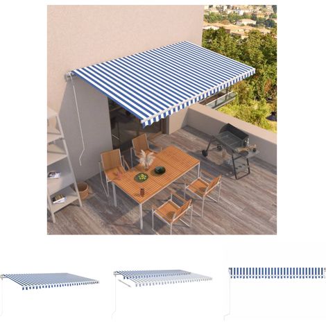 Maison Exclusive -  Markise Automatisch Einziehbar 500x350 cm Blau und Weiß (1/5)