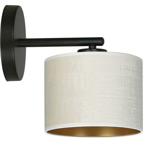 Lampada a Parete Hilde, Acciaio verniciato a polvere, Tessuto, Nero, Bianco, 27x24x20 cm (1/5)