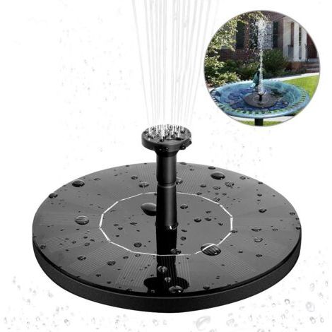 QORVA-Fontaine solaire flottante 1.4W – Panneau monocristallin – Débit 180 L/h – Hauteur d'eau 40-70 cm – 6 pièces jointes pour pulvérisation (1/5)