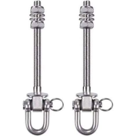 2 PCS Cintre Robuste en Acier Inoxydable - Capacité de 300kg - 21 cm x M10 - Crochets pour balançoire en Bois et en Acier - pour hamac de Yoga, hamac, Sac de Frappe, véranda (1/4)