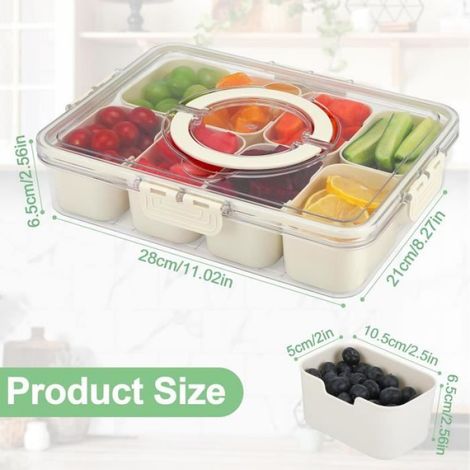 Snack Box Plateau de Service Divisé Avec Couvercle (1/4)