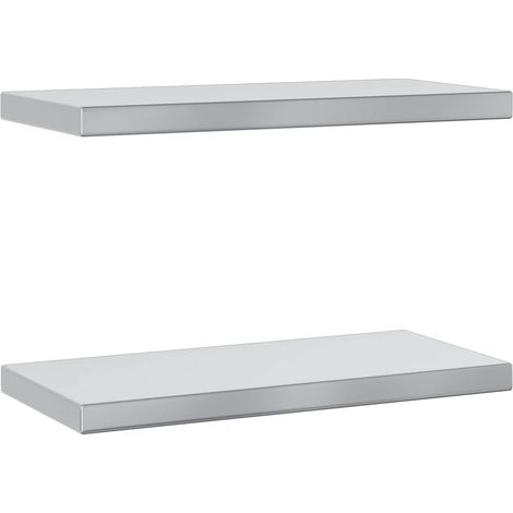 Étagères murales 2 pcs,Étagère flottante 50x23,5x3 cm argenté acier inoxydable CFW72798 (1/5)