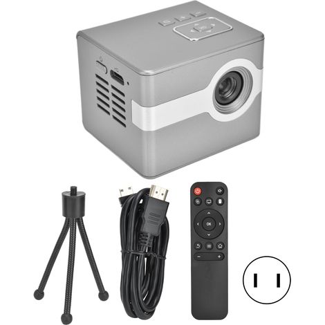 Projecteur Cinéma Miniature C50 DLP Haute Définition Portable avec Télécommande, Trépied Argent, Prise US 100-240V (1/5)