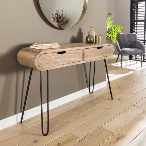 Industrieller Beistelltisch Mangoholz Jasmine 2 Schubladen (1/5)