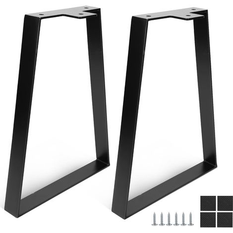 2 Pièces Pieds de Meuble Trapézoïdaux de 35 cm, Pieds de Table Noir (1/5)