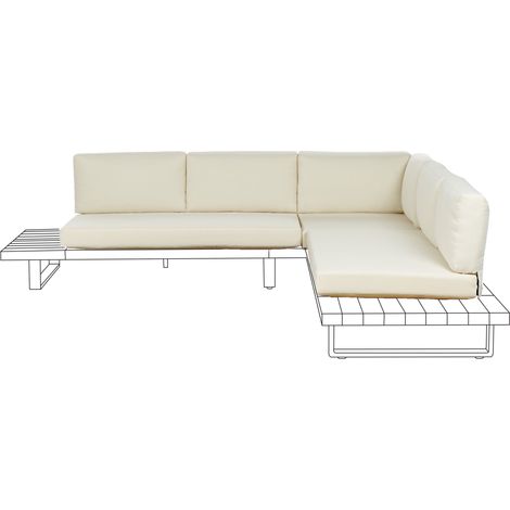 Conjunto de fundas para cojines de exterior de tela para asiento y respaldo blanco crema Mykonos (1/5)
