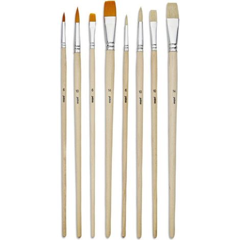 8 pinceaux - Plat - Rond - Acrylique et huile - Fibres synthétiques et naturelles - Manche long - Pébéo (1/5)