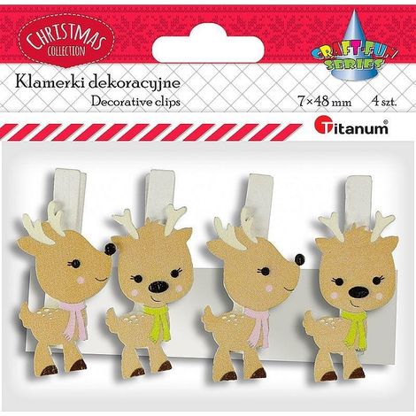 TITANUM - Mollette in legno a forma di renna - 4 pezzi per scrapbooking e decorazioni