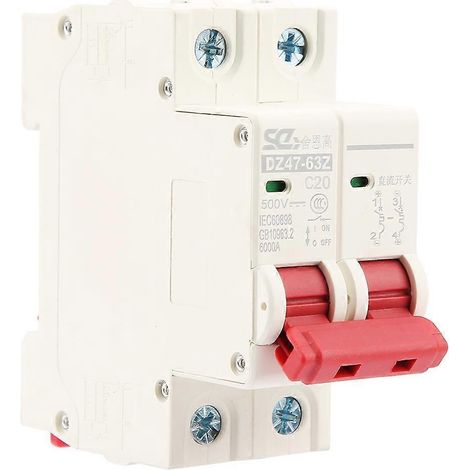 2-poliger Mini-Leistungsschalter (MCB) 500 V, 20 A, Bauart DZ47-63Z-2P