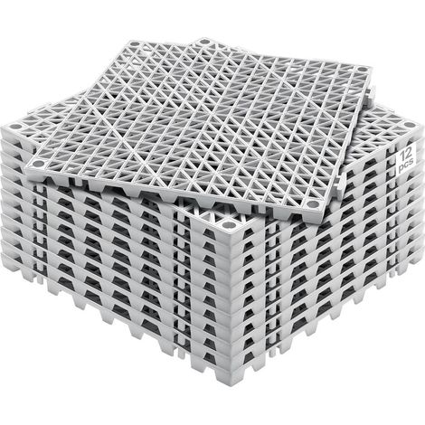 Pour Terrasse et Piscine Sol Antidérapant Sécurisé Lot 12 Dalles PVC Clipsables 30x30x1,5 cm Grises Structure Ajourée (1/5)