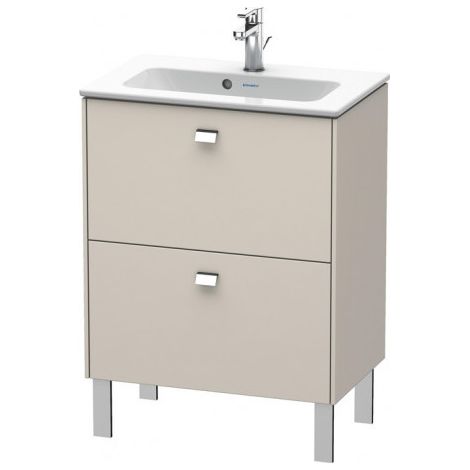 Duravit Brioso Meuble sous-lavabo sur pied Compact 62,0 x 38,9 cm, 2 tiroirs, avec découpe pour siphon et tablier, pour lavabo ME by Starck 234263, Couleur (avant/corps): Décor Taupe Mat, manche chromé - BR440601091