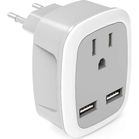 Adaptateur de Voyage 3 en 1 avec 2 Ports USB - Convertisseur US vers Europe Italie Suisse - Prise Universelle (1/4)