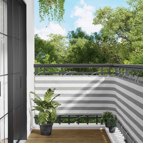 vidaXL  Balcony Screen  Light Grey and White 75 x 600 cm Oxford Fabric