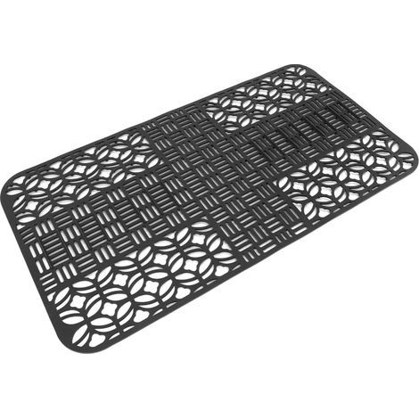 Tapis d'évier en silicone antidérapant et résistant à la chaleur. 66 x 35 cm. grand format. carré. ajouré. protection pour évier de cuisine. noir