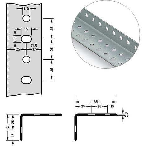 hofe, Cornière d'acier pour système modulaire, 65 x 42 x 2 mm,