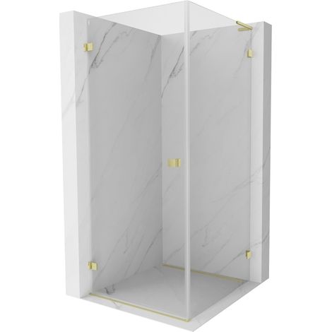 Mexen Lunar-B L cabine de douche pivotante gauche 90 x 90 cm, transparent, or brossé - 832L-090-090-55-00-L (1/5)