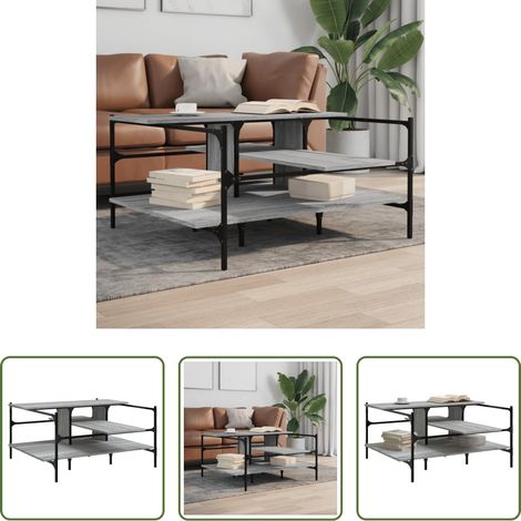 Table basse sonoma gris - Table basse sonoma gris 100x100x48,5 cm bois d'ingénierie (1/5)