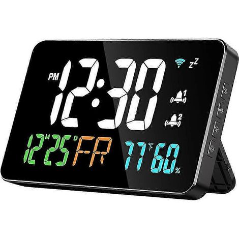 Réveil numérique avec Wi-Fi, affichage de la température et de l'humidité, calendrier, jour de la semaine, luminosité réglable sur 4 niveaux. WHBYV (1/4)