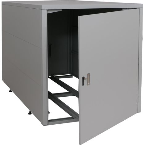 Garage per biciclette doppio HHG-363, riparo box bikebox, con chiave acciaio zincato 123x113x208 cm, grigio chiaro