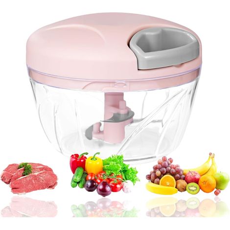 Hachoir Manuel, Mini-robots et Hachoirs, Coupe Légumes, Coupe Ail, Petit Mixeur, Capacité : 500 ml, Multi-hachoir Universel pour Légumes, Fruits, Noix, Ail, Aliments pour Bébés (1/5)