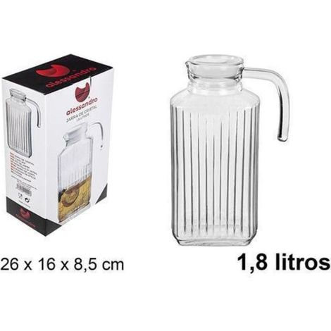 1,8 lts. jarra cristal agua para nevera con tapa 1800 ml alesandro