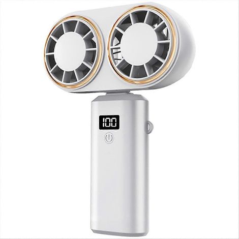 Portable ventilateur à principal recharge USB refroidisseur dual affichage numérique rechargeable batterie blanc (1/5)