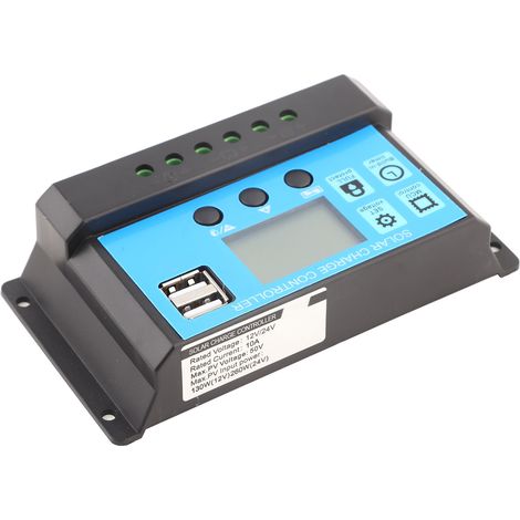 Contrôleur de chargeur solaire double USB 12V/24V PWM avec écran LCD 10A (YJSS-10A) (1/5)