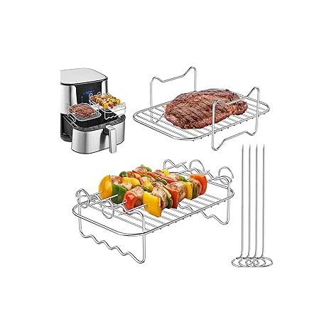 Grille air friteuse - 2 pièces grilles / noir - grille cuisson air friteuse respirant quatre micro-ondes cuiseur vapeur moule gâteau carré